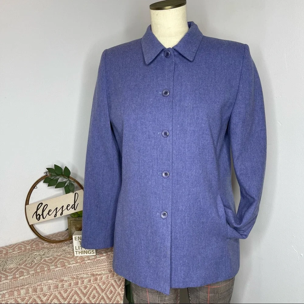 Vintage Pendleton Periwinkle Blue 100% Virgin Wool Blazer Jacket 10 Heritage